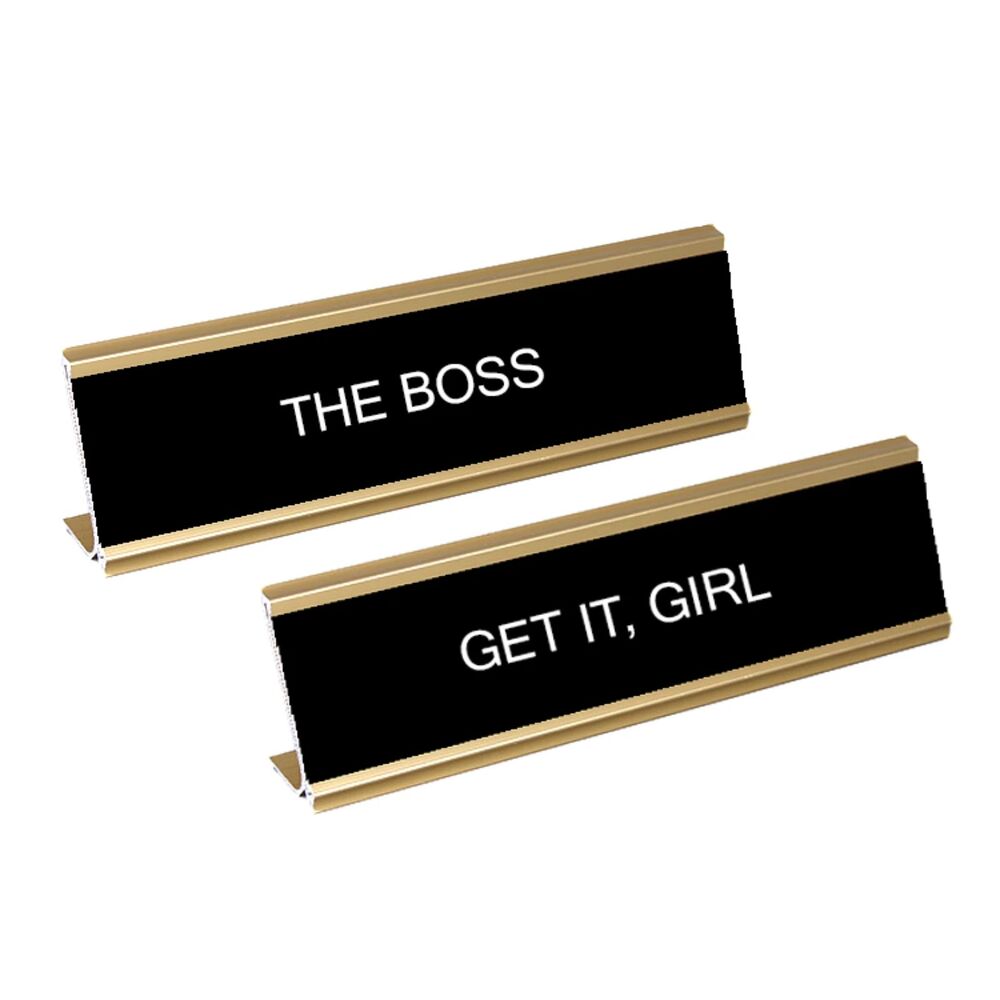 Cheezos Double Sided Desk Plaque | "The Boss" & "Get It, Girl" | NIP